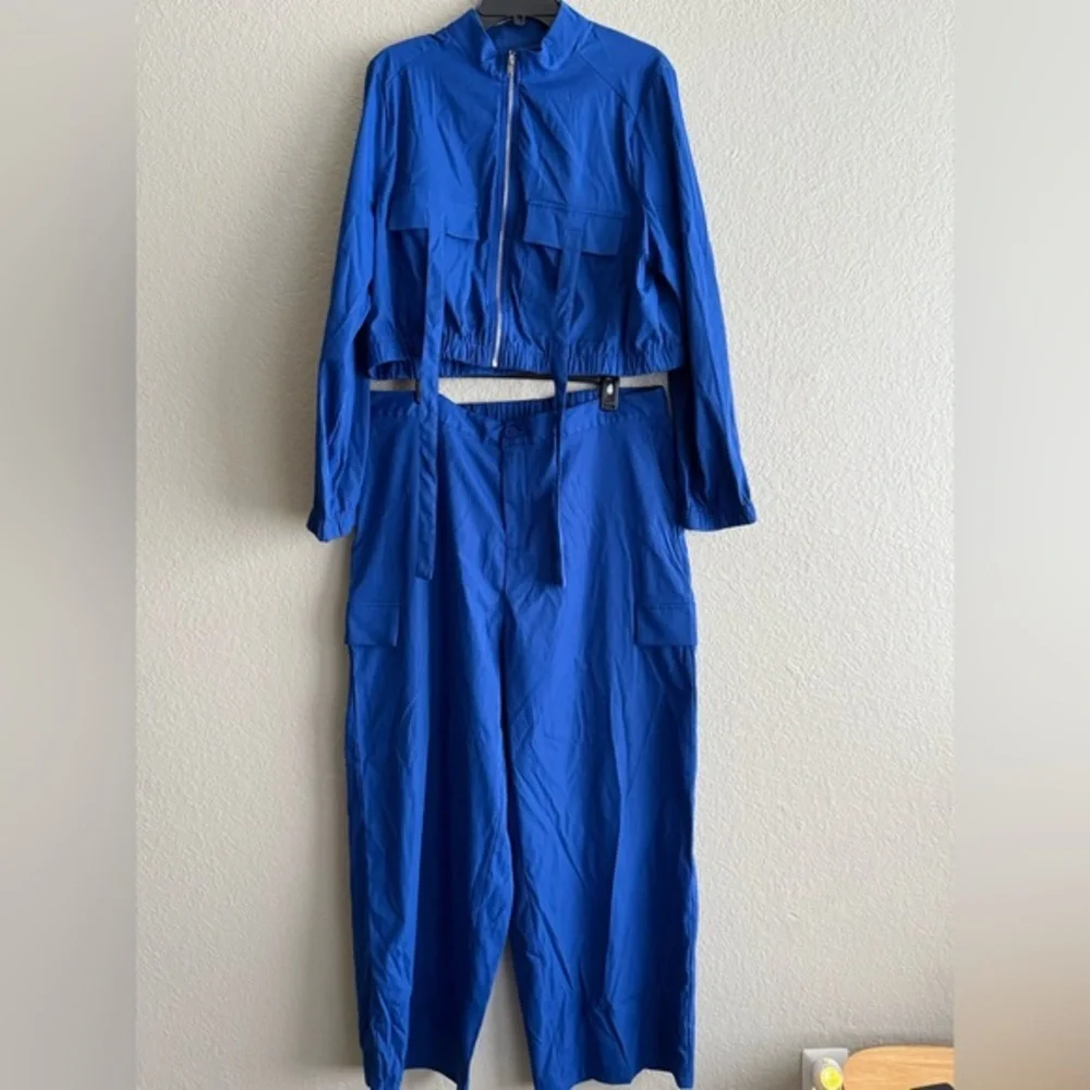 SHEIN Royal Blue Wide Leg Track Pants with Matching Jacket